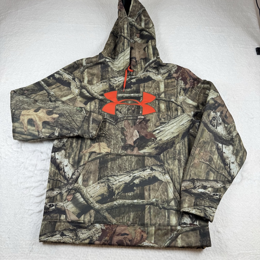 Under Armour Hoodie Mens Size M Brown Break-Up Camo Fleece Pullover Hunting